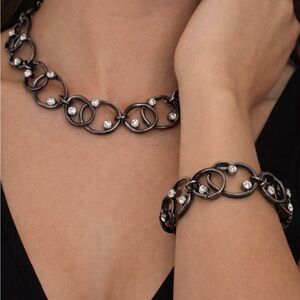 Paparazzi Black and Silver Necklace Set
